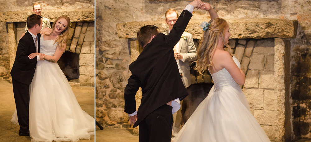 bride dancing with her special needs brother at her wedding reception by Adrienne & Dani Photography