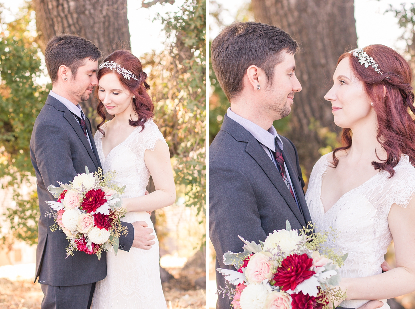 Bride and Groom portraits at the Rocklin Event Center by Adrienne and Dani Photography