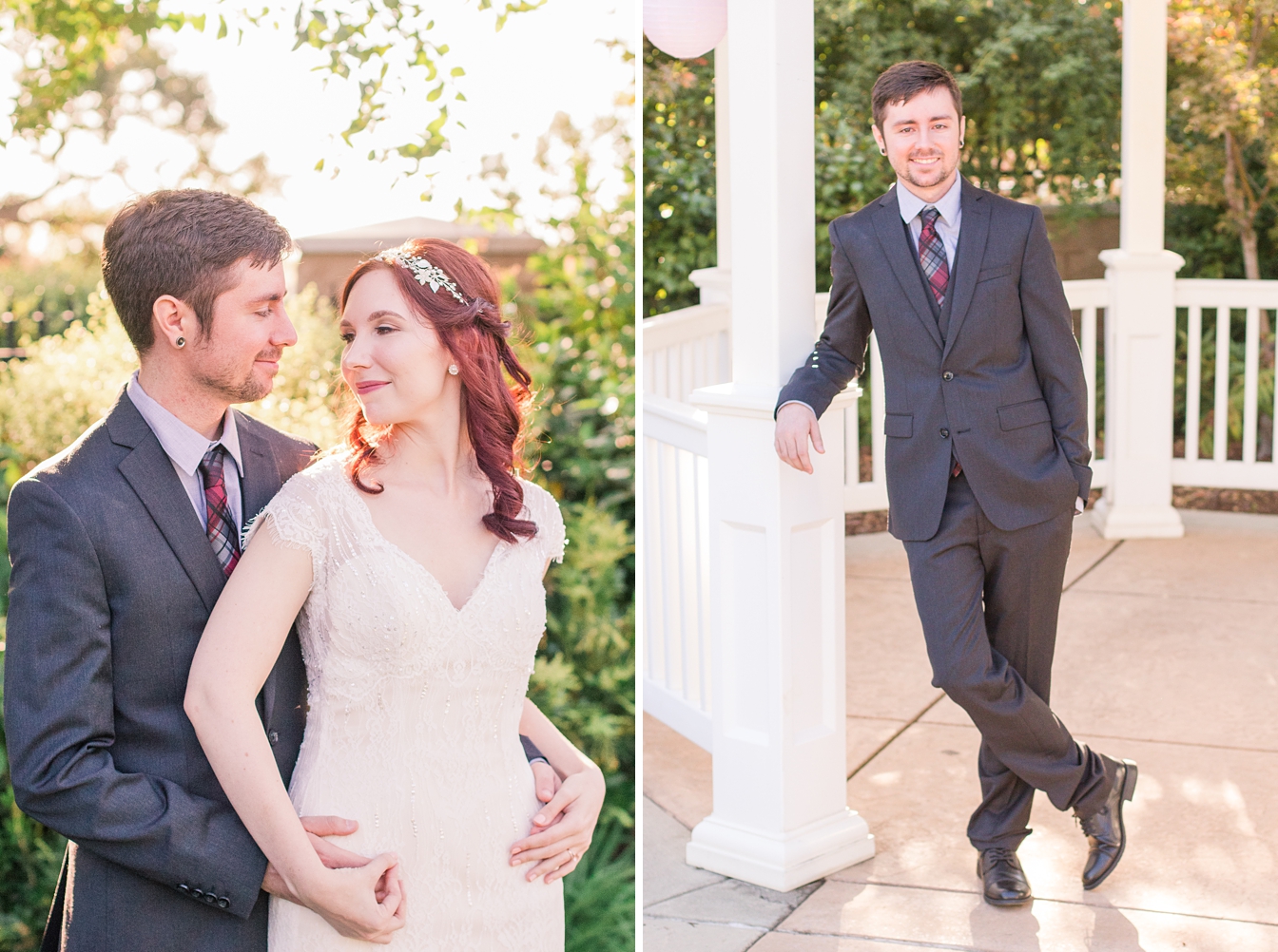 Bride and Groom portraits at the Rocklin Event Center by Adrienne and Dani Photography