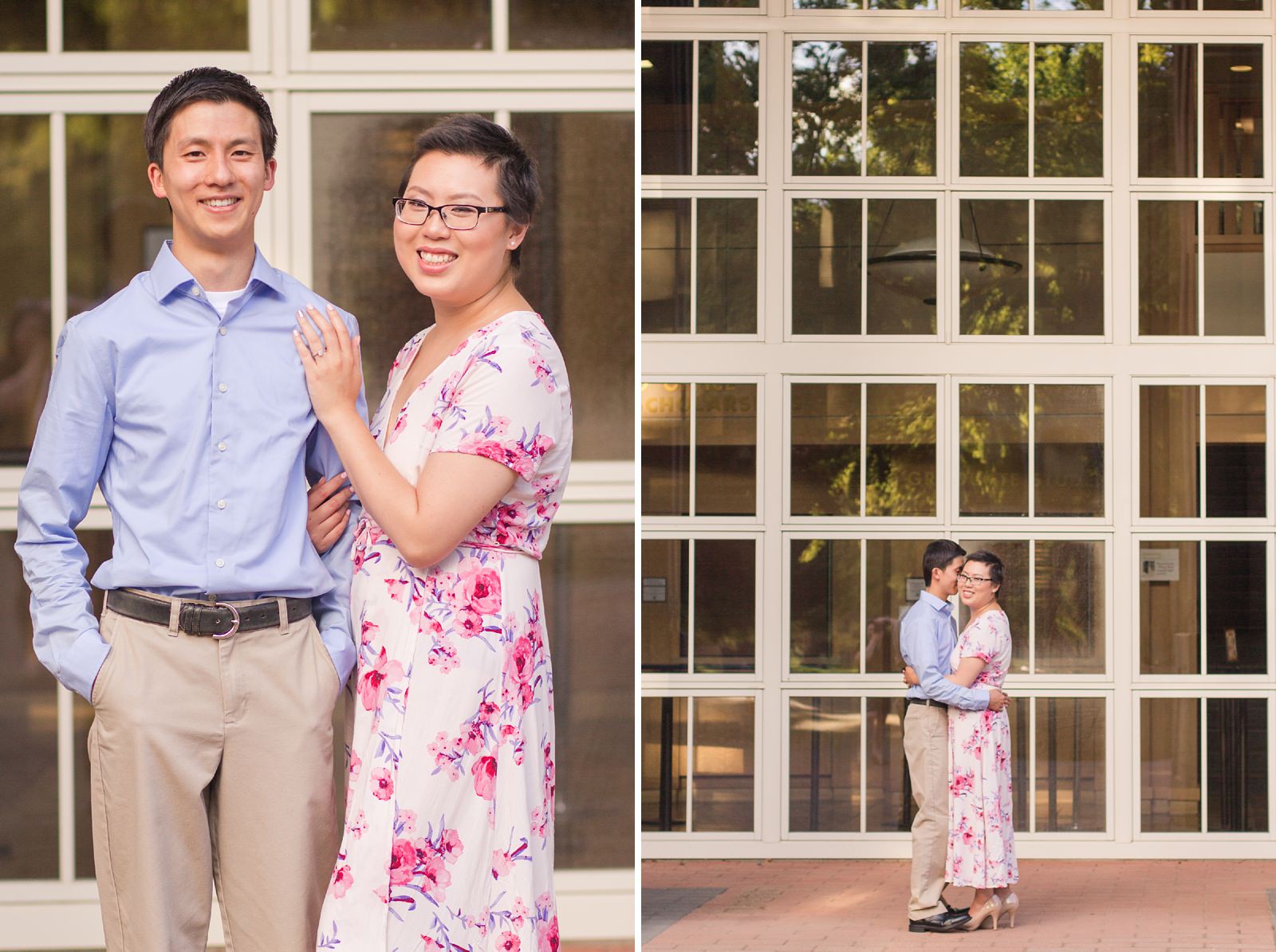 Soon to be Bride and Groom engagement at their Alma Mater by Adrienne and Dani Photography