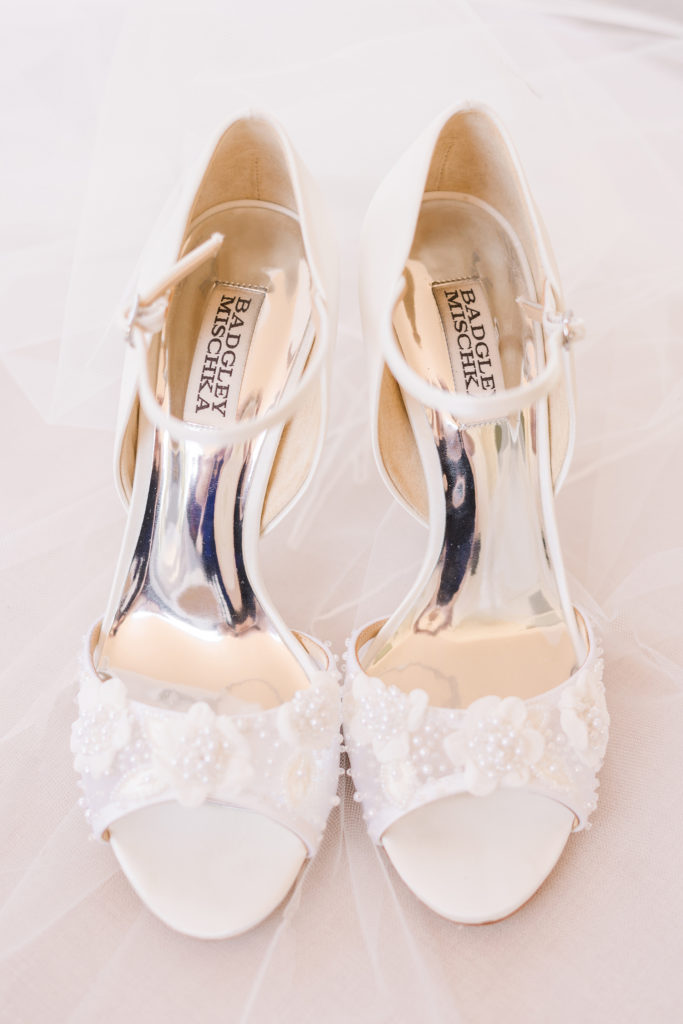 badgley mischka bridal wedding shoes sequoia mansion Placerville wedding bridal details