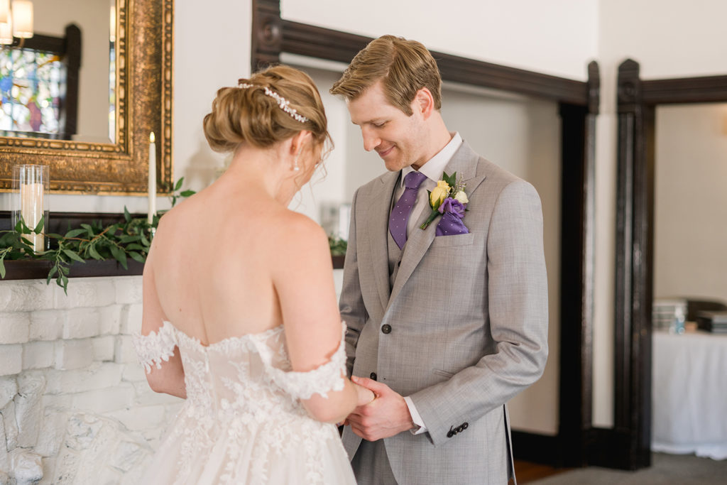 sequoia mansion Placerville wedding bride and groom first look