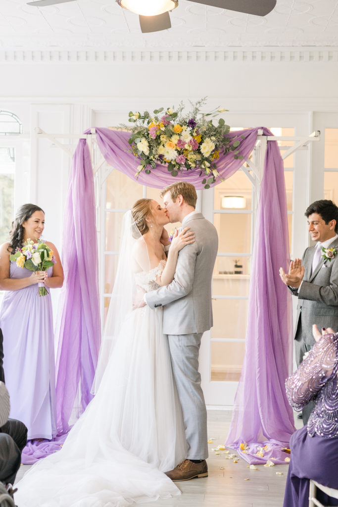sequoia mansion Placerville wedding ceremony first kiss