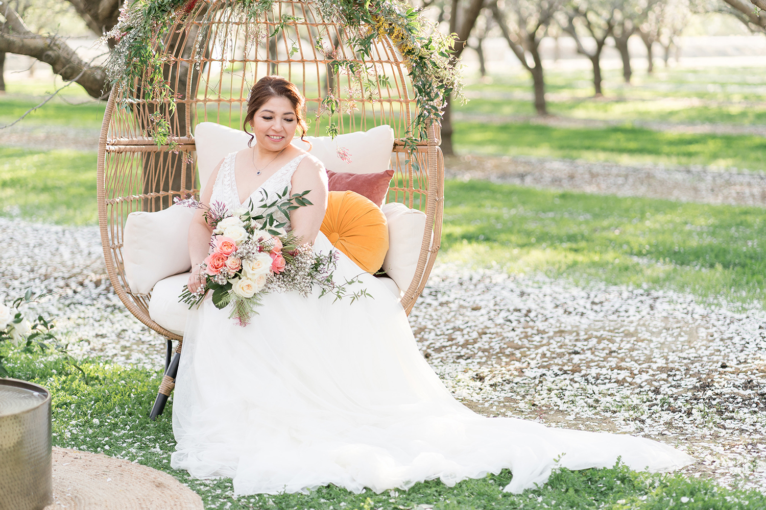 a bride poses at her reception for a bridal portrait