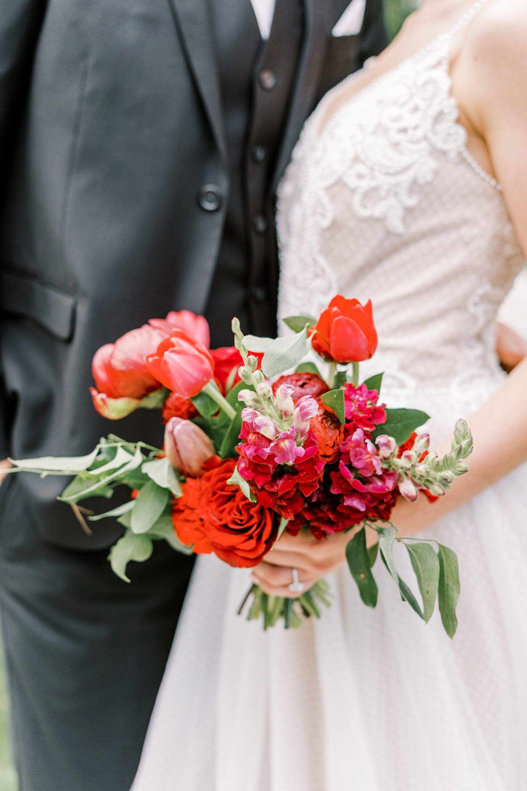 red winter wedding bridal bouquet by adrienne and dani photography napa california wedding photographers