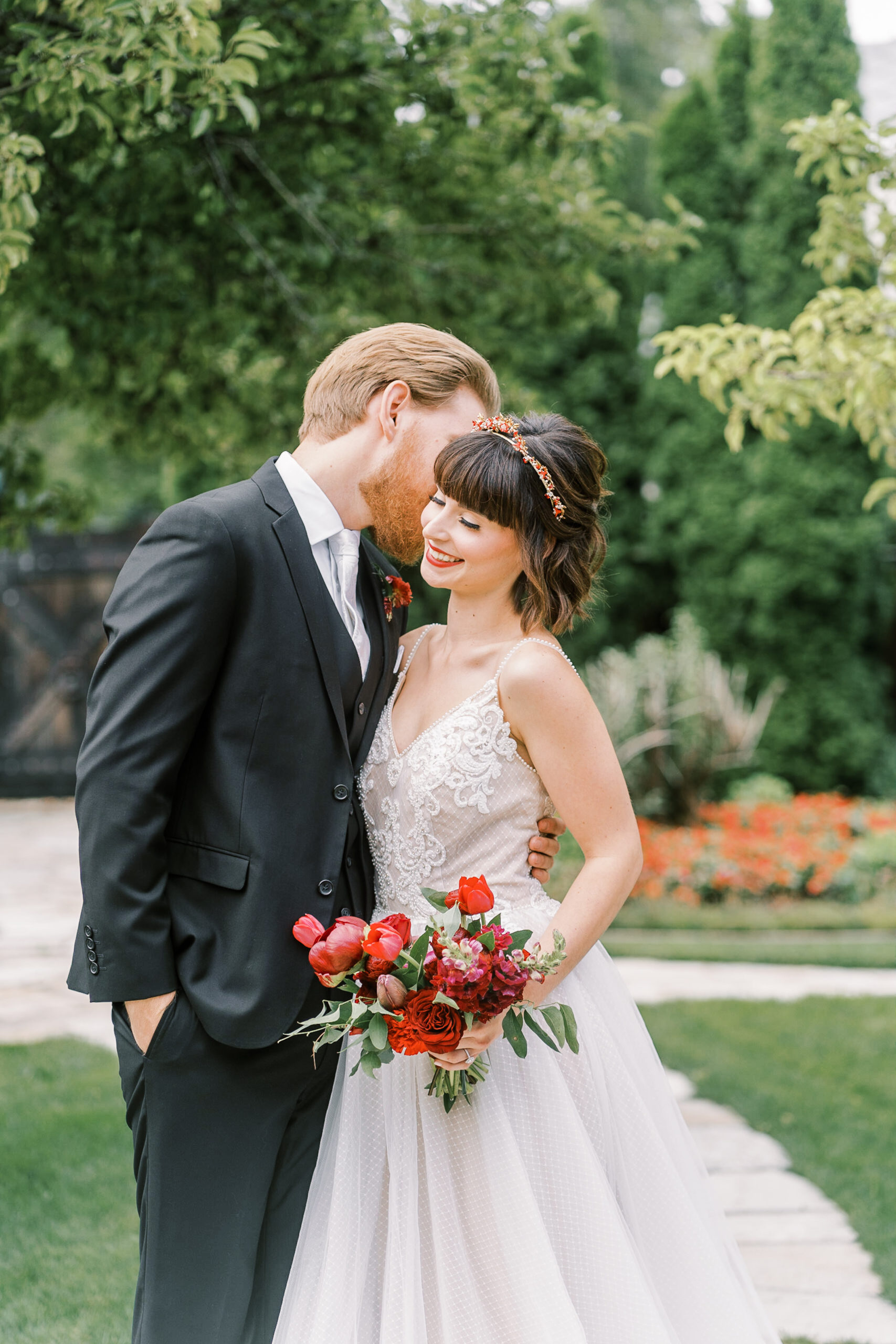 winter and christmas red themed wedding inspiration by adrienne and dani photography