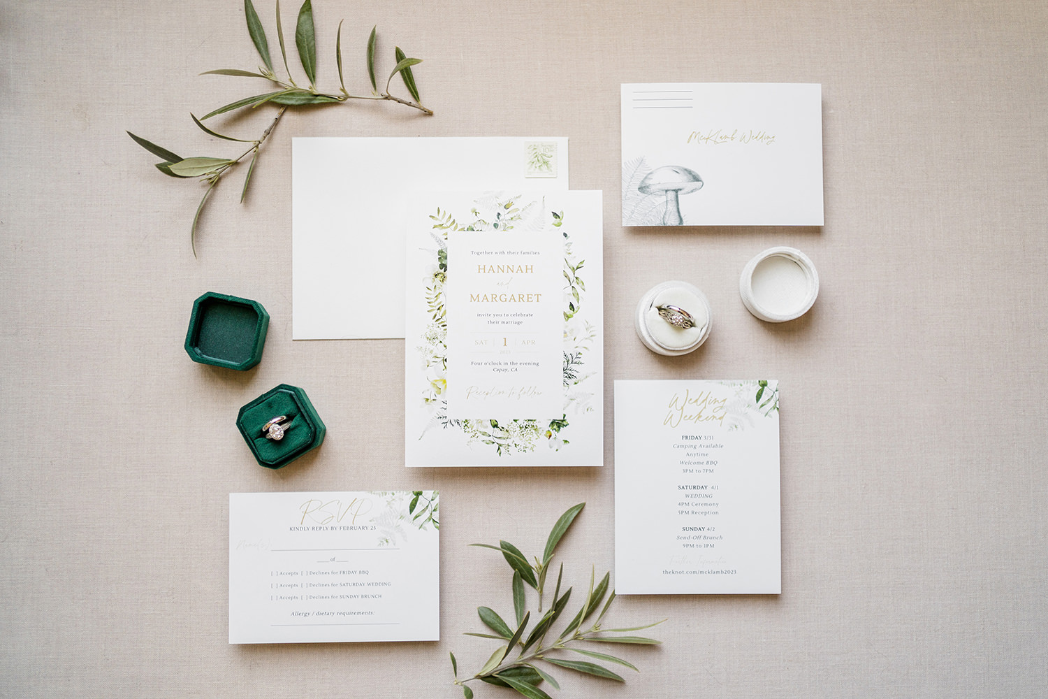 a wedding invitation at an lgbtq private estate capay wedding by Adrienne and Dani Photography