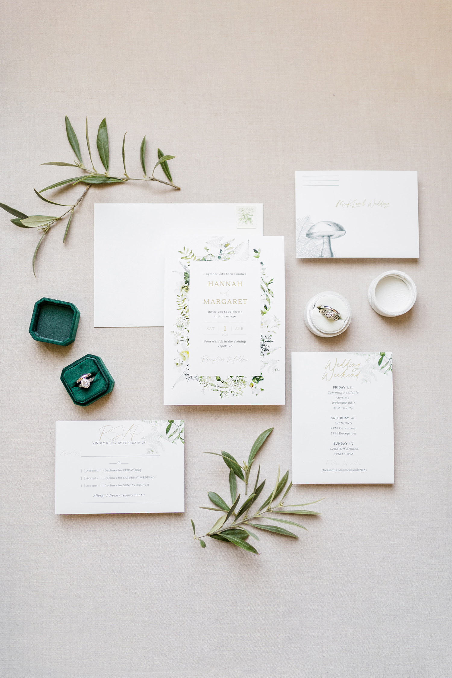 a wedding invitation at an lgbtq private estate capay wedding by Adrienne and Dani Photography