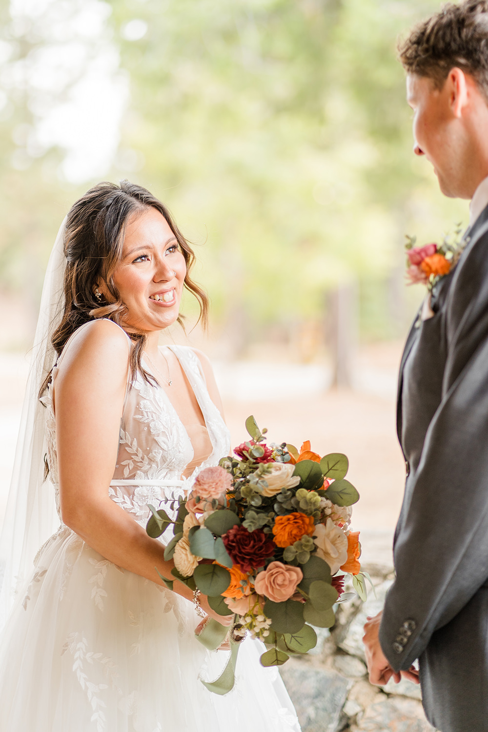 a bride and groom's wedding photos at a northstar house wedding in nevada city california