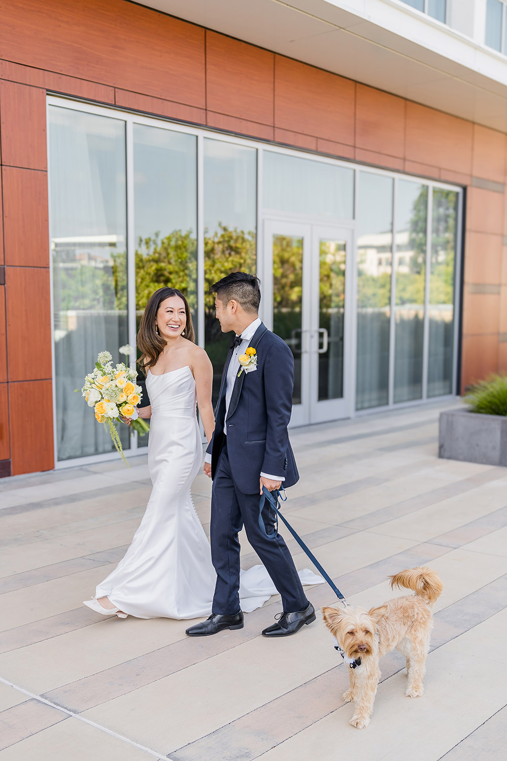 a couple walks together on their way to their Piedmont Park Wedding