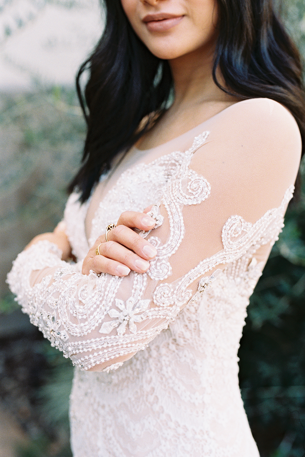 a bride posing for her vizcaya sacramento Wedding Venue bridal portraits with her bridal bouquet photographed on Kodak Portra 400 Film 