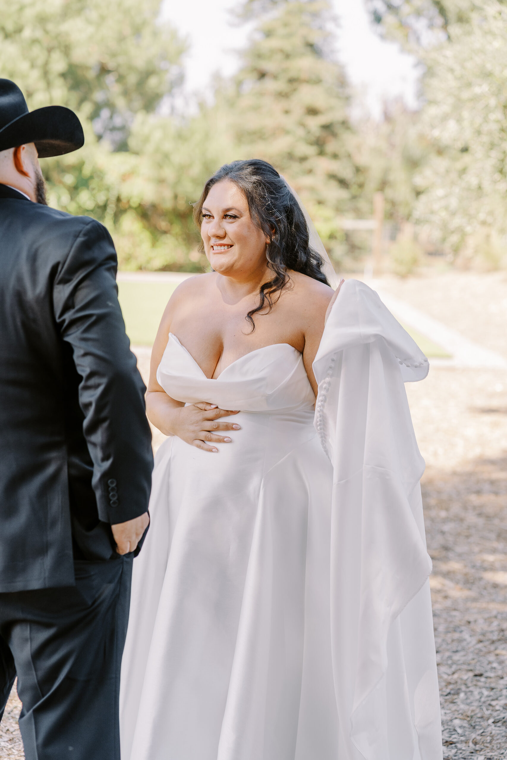 a bride and groom share a first look reveal at their sonoma winery wedding.