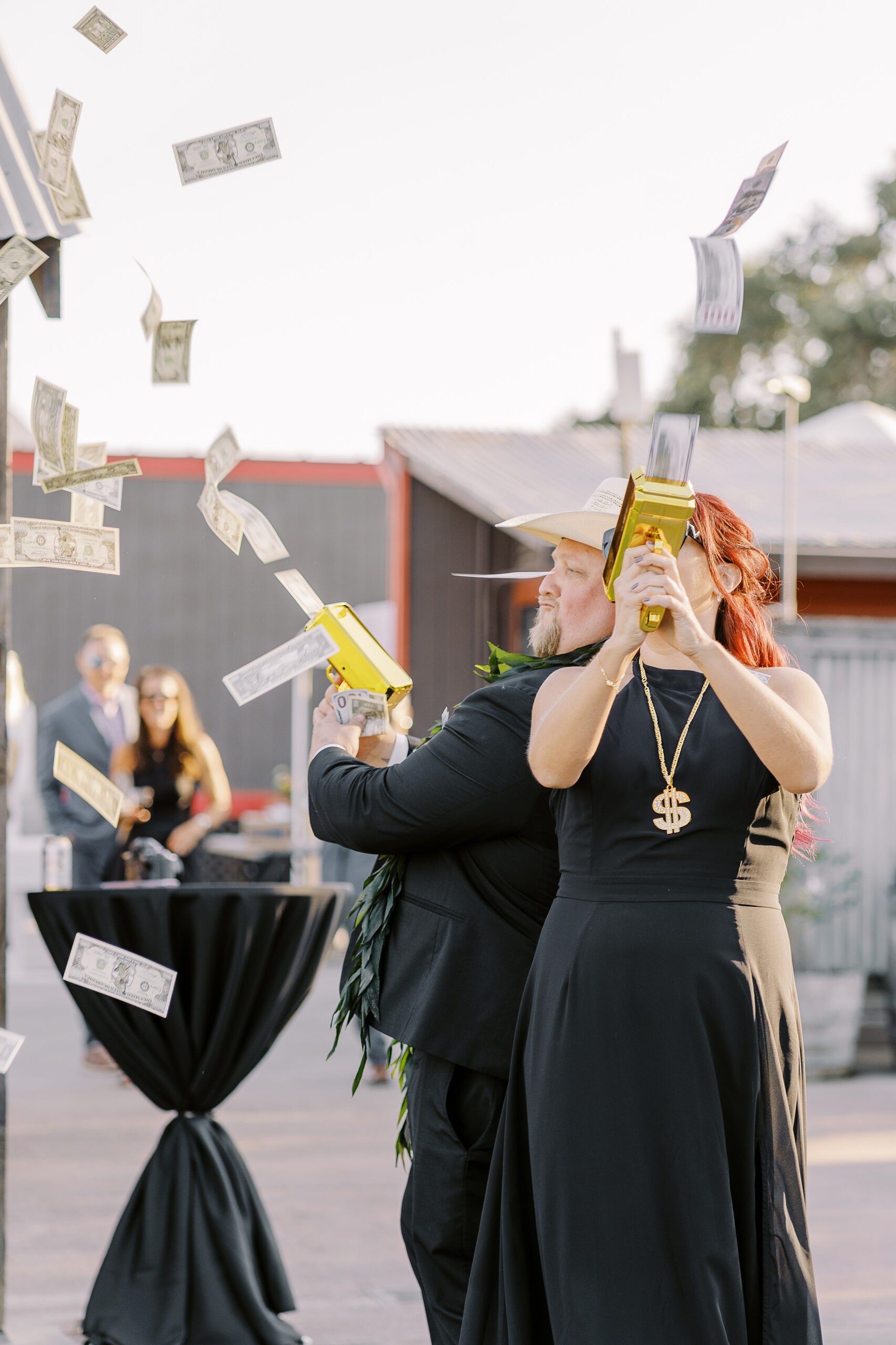 a rowdy wedding party makes their entrances to a reception at a sonoma winery wedding.