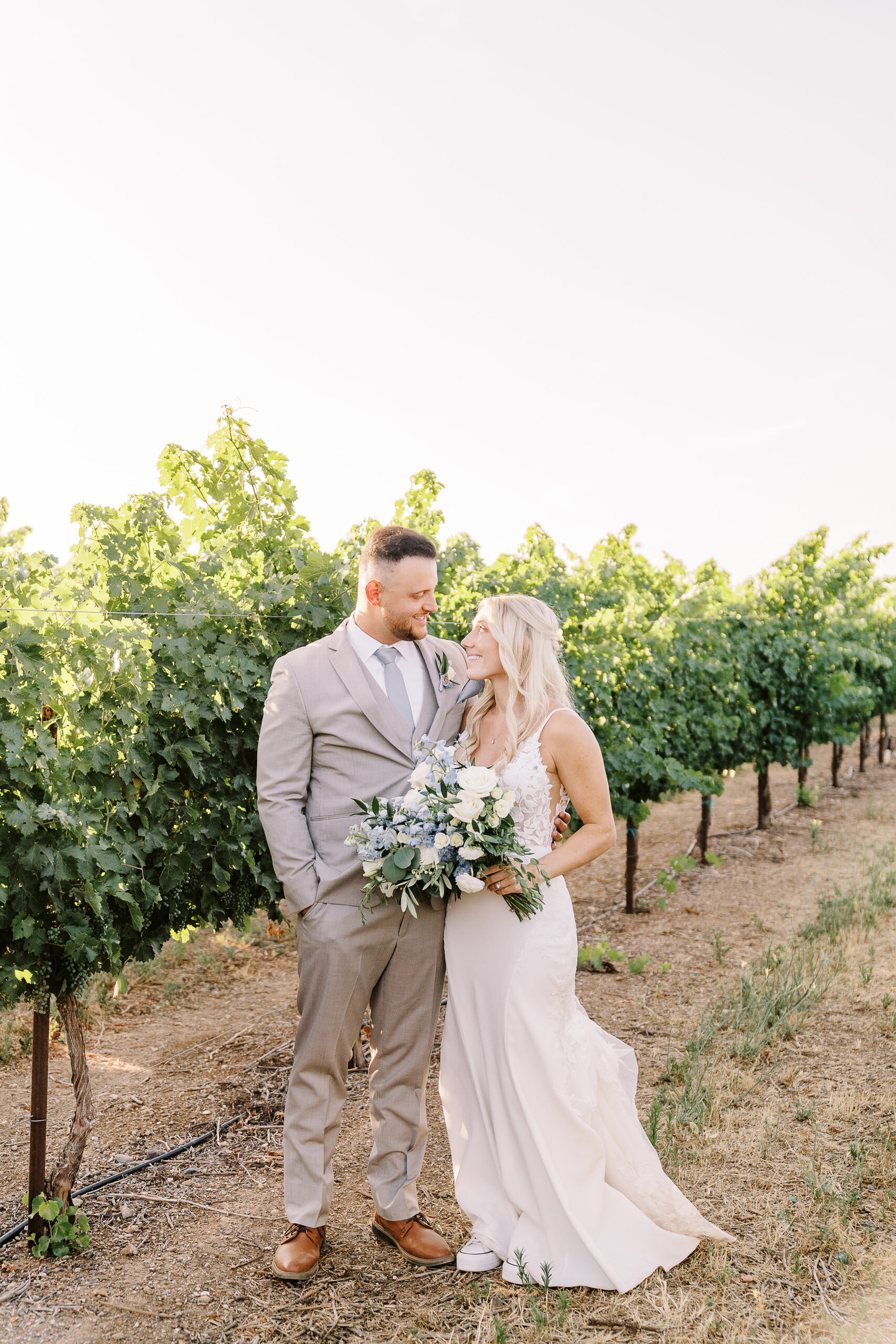 grindstone winery wedding bride and groom sunset photos by Sacramento wedding photographers Adrienne and Dani Photography 