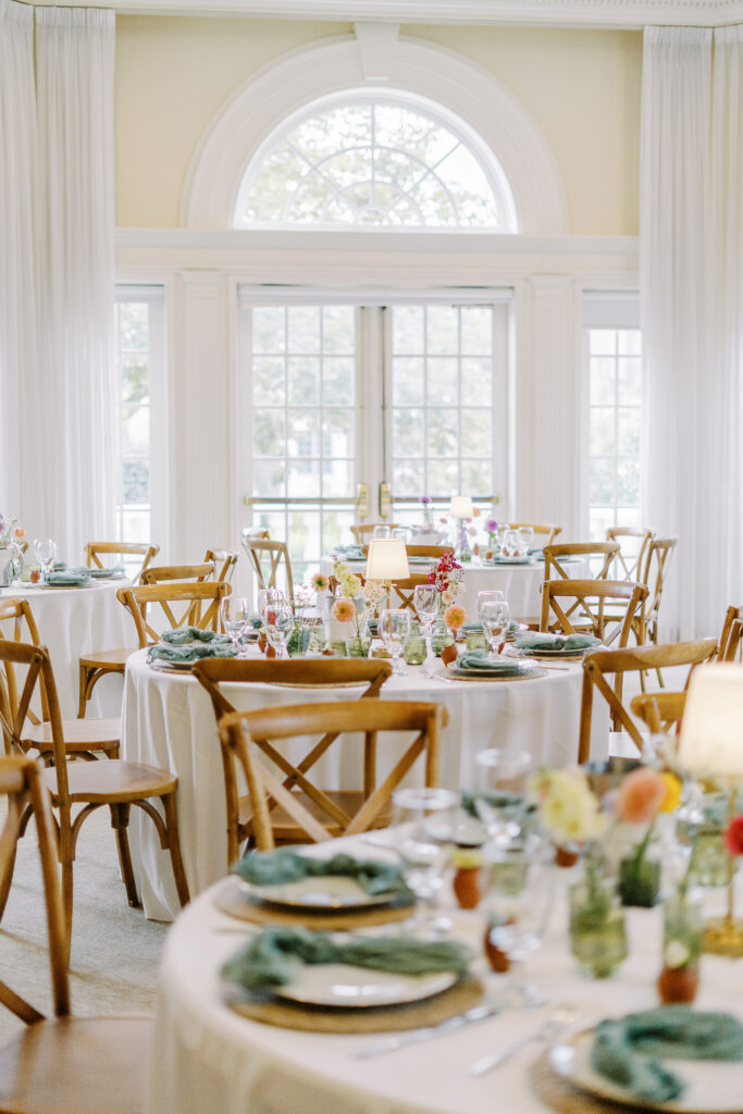 Reception table decor at Vizcaya photographed by Sacramento wedding photographers