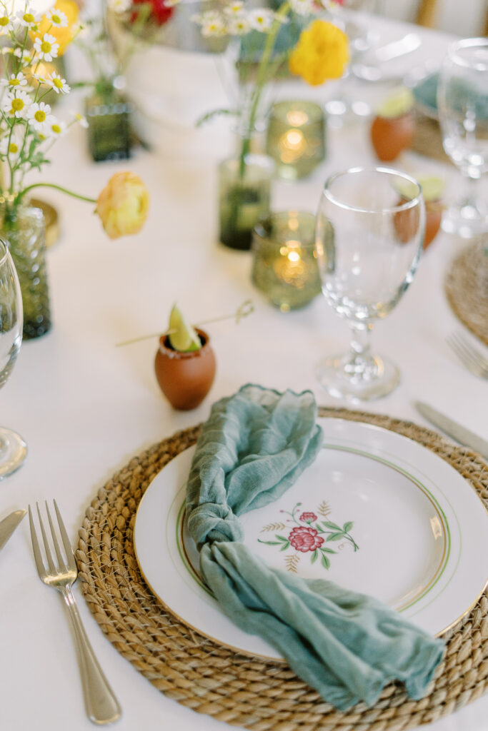 Reception table decor at Vizcaya photographed by Sacramento wedding photographers