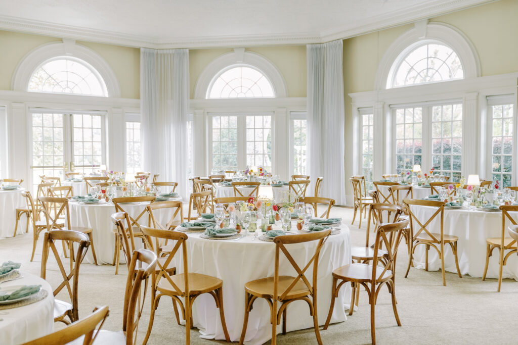 Reception table decor at Vizcaya photographed by Sacramento wedding photographers