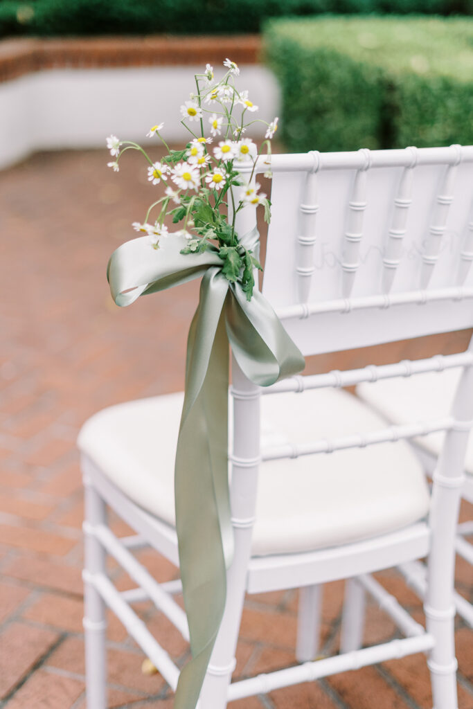 courtyard ceremony decor at Vizcaya photographed by Sacramento wedding photographers