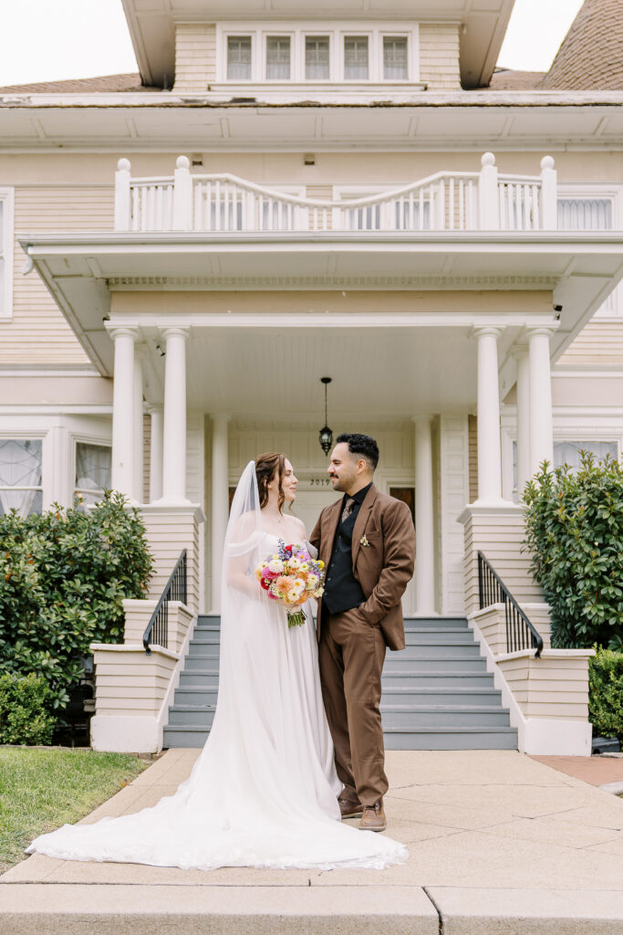 a bride and groom snuggle up at Vizcaya photographed by Sacramento wedding photographers