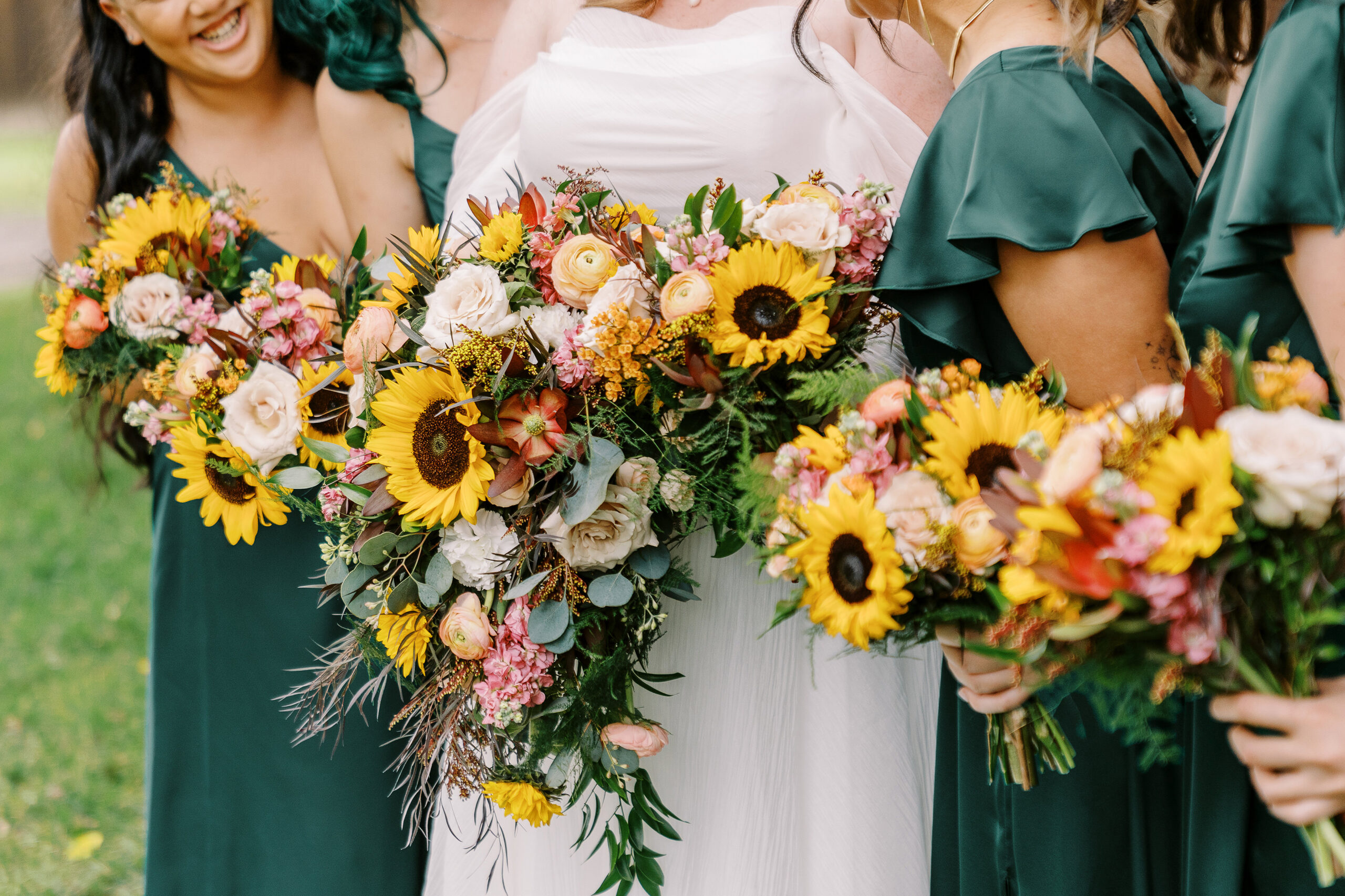 wedding party portraits in front of the stables at The Maples Woodland photographed by Sacramento wedding photographer