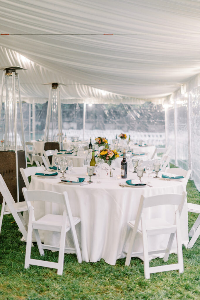 ceremony and reception decor at The Maples Woodland photographed by Sacramento wedding photographer