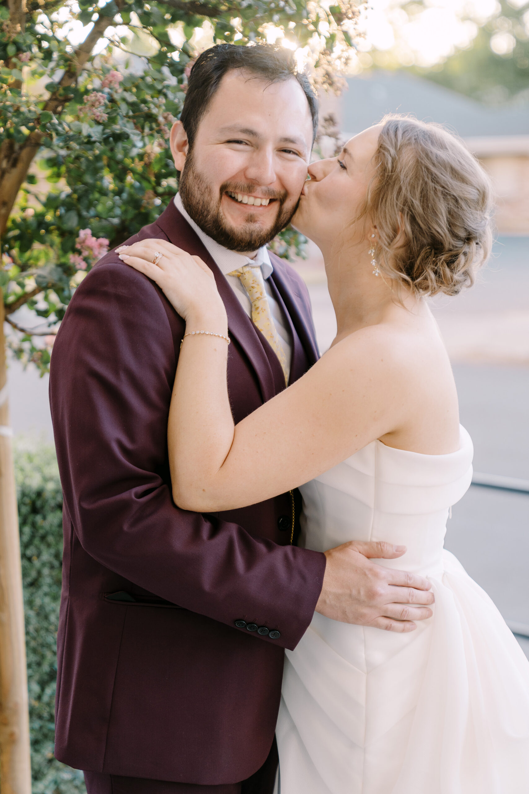 hotel winters wedding bride and groom sunset portraits by Sacramento wedding photographers